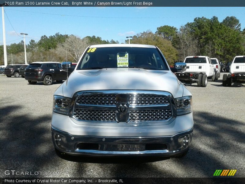 Bright White / Canyon Brown/Light Frost Beige 2018 Ram 1500 Laramie Crew Cab