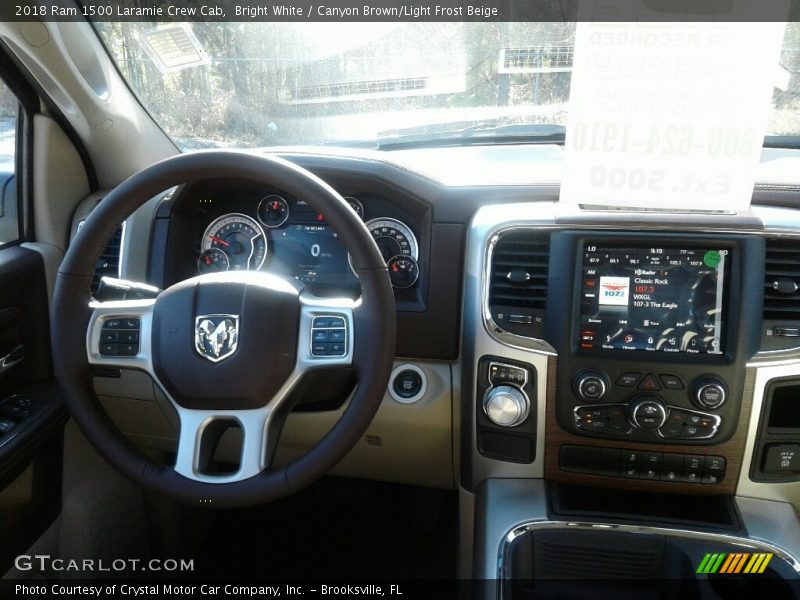 Bright White / Canyon Brown/Light Frost Beige 2018 Ram 1500 Laramie Crew Cab