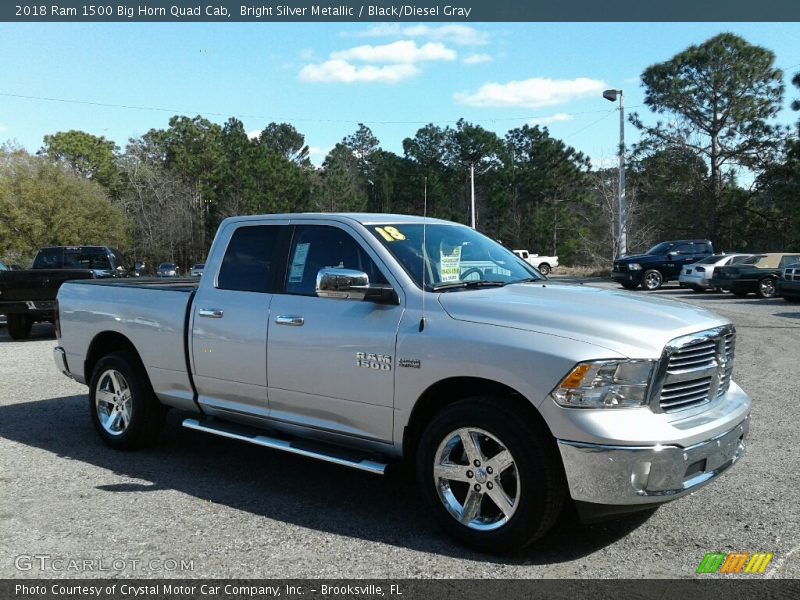 Bright Silver Metallic / Black/Diesel Gray 2018 Ram 1500 Big Horn Quad Cab