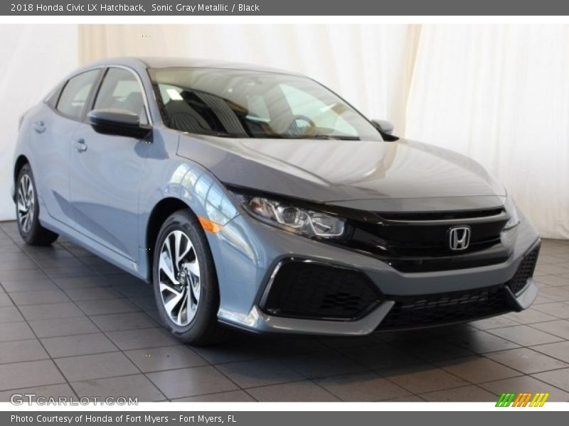 Sonic Gray Metallic / Black 2018 Honda Civic LX Hatchback