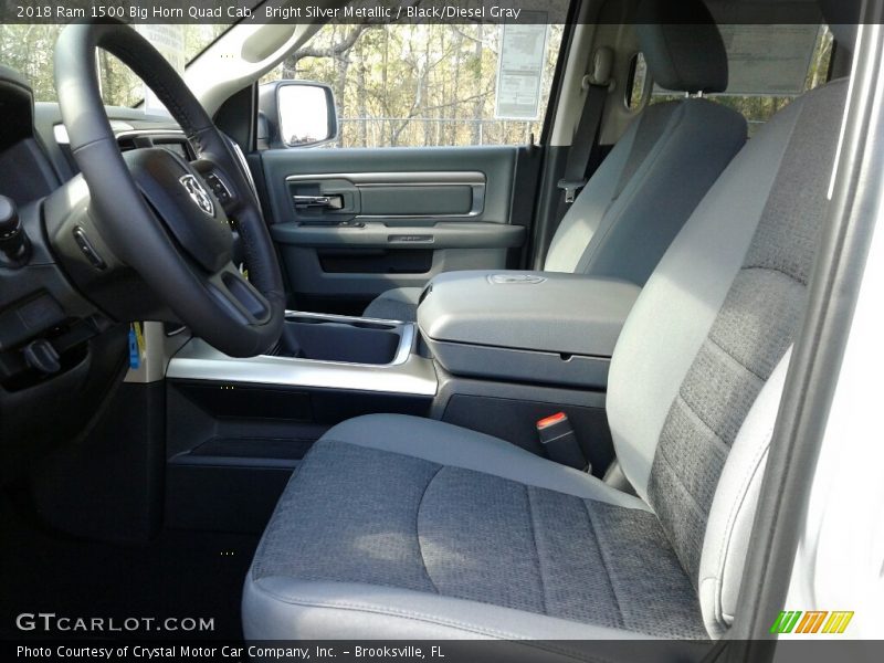 Bright Silver Metallic / Black/Diesel Gray 2018 Ram 1500 Big Horn Quad Cab
