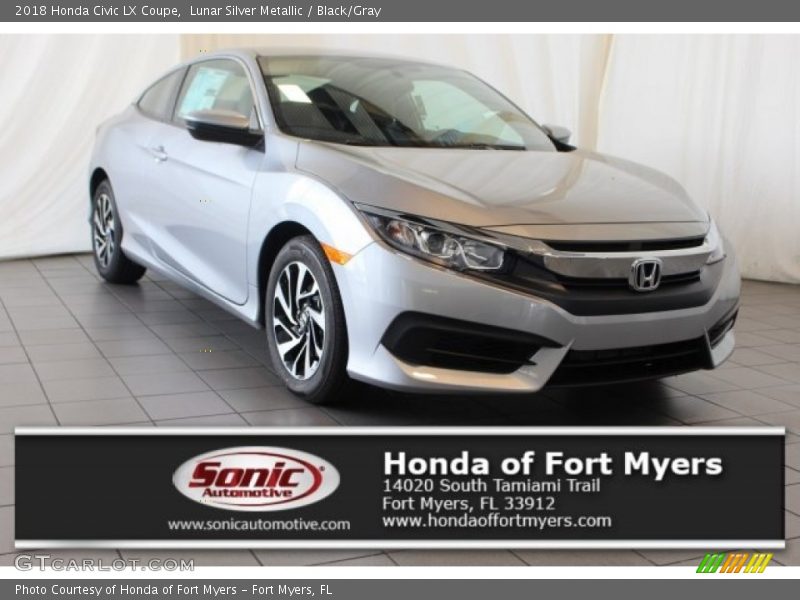 Lunar Silver Metallic / Black/Gray 2018 Honda Civic LX Coupe