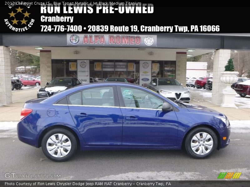 Blue Topaz Metallic / Jet Black/Medium Titanium 2012 Chevrolet Cruze LS