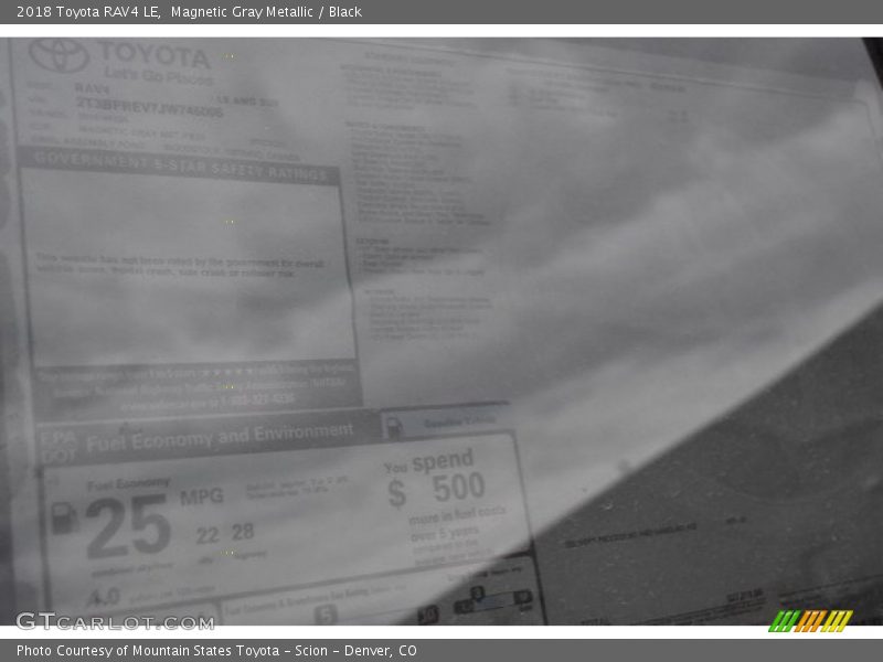 Magnetic Gray Metallic / Black 2018 Toyota RAV4 LE