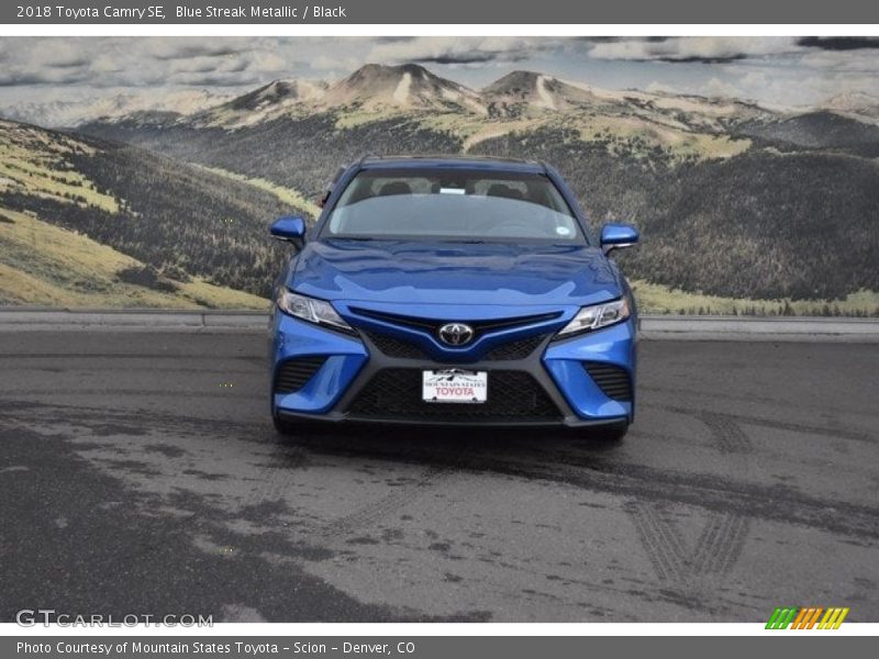 Blue Streak Metallic / Black 2018 Toyota Camry SE