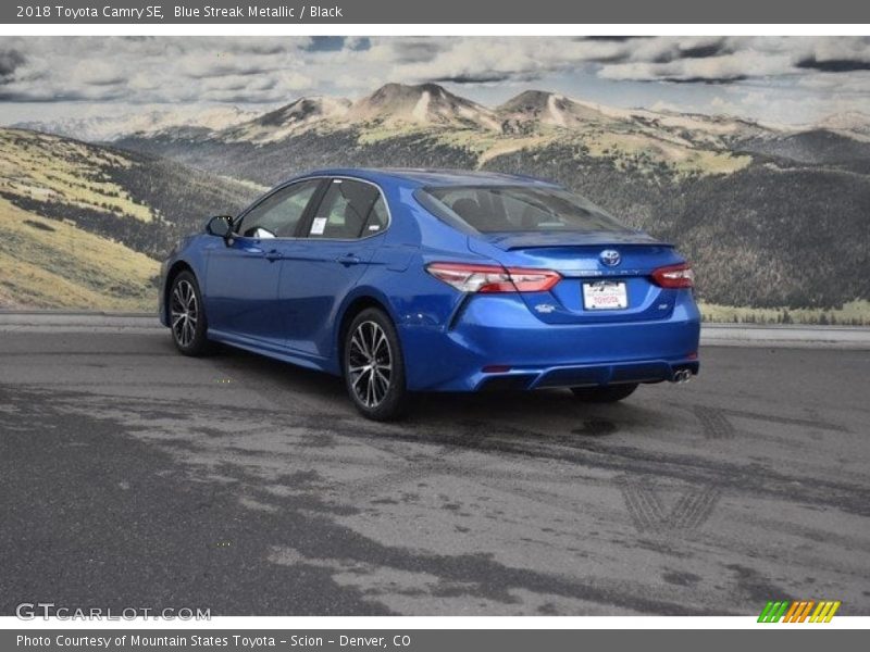 Blue Streak Metallic / Black 2018 Toyota Camry SE