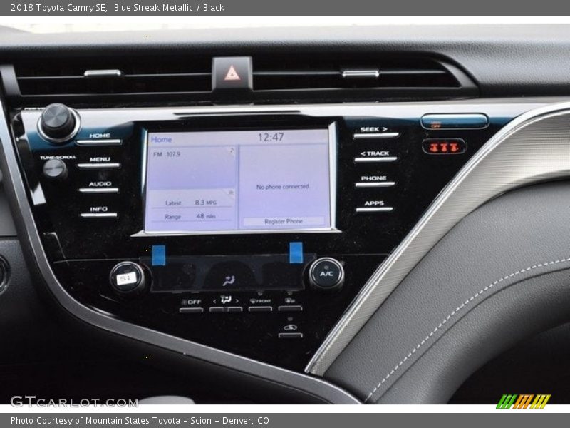 Blue Streak Metallic / Black 2018 Toyota Camry SE