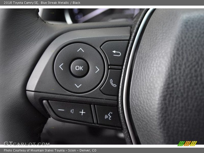 Blue Streak Metallic / Black 2018 Toyota Camry SE