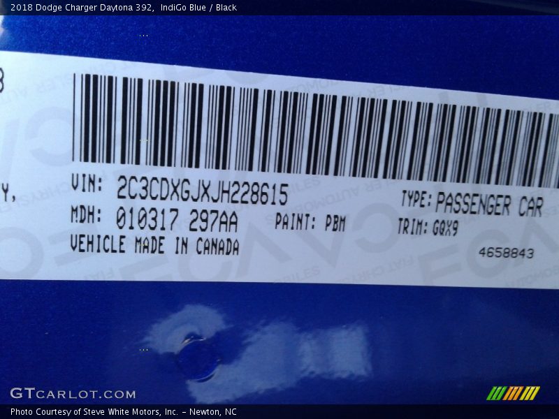 IndiGo Blue / Black 2018 Dodge Charger Daytona 392