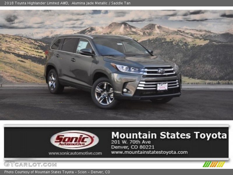 Alumina Jade Metallic / Saddle Tan 2018 Toyota Highlander Limited AWD