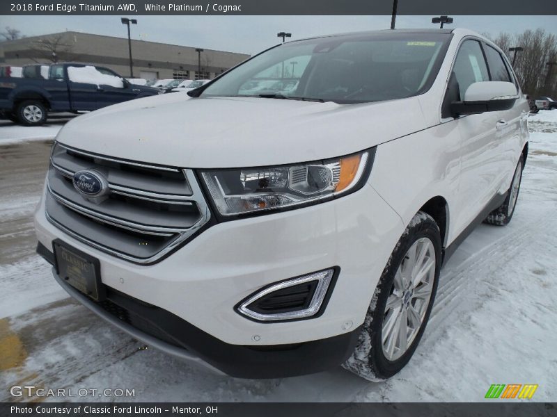 White Platinum / Cognac 2018 Ford Edge Titanium AWD