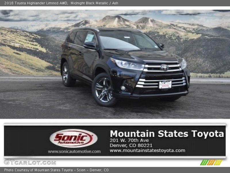 Midnight Black Metallic / Ash 2018 Toyota Highlander Limited AWD