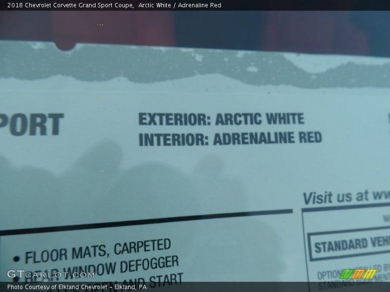 Arctic White / Adrenaline Red 2018 Chevrolet Corvette Grand Sport Coupe