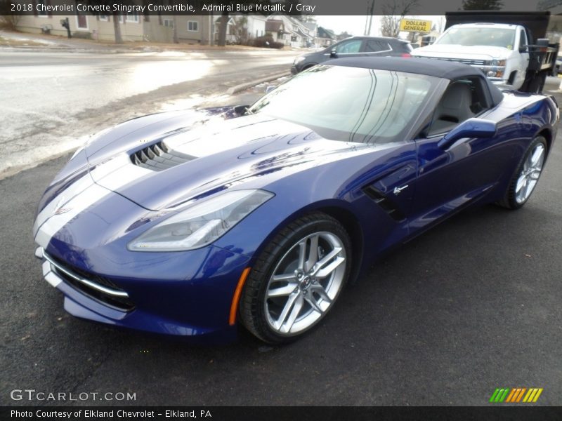 Admiral Blue Metallic / Gray 2018 Chevrolet Corvette Stingray Convertible
