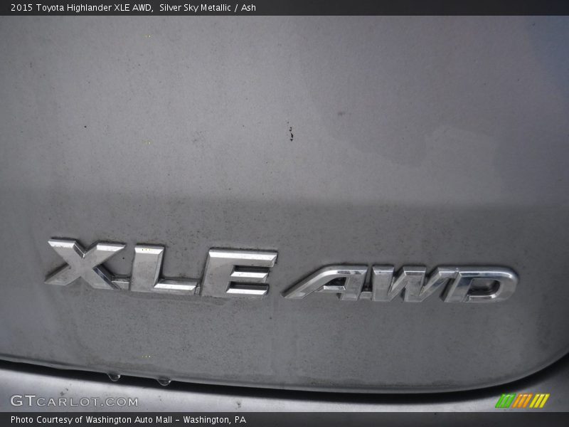 Silver Sky Metallic / Ash 2015 Toyota Highlander XLE AWD
