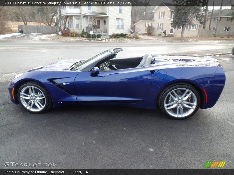 Admiral Blue Metallic / Gray 2018 Chevrolet Corvette Stingray Convertible