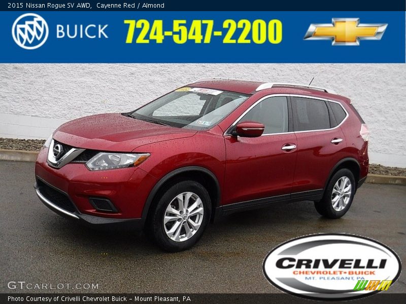 Cayenne Red / Almond 2015 Nissan Rogue SV AWD