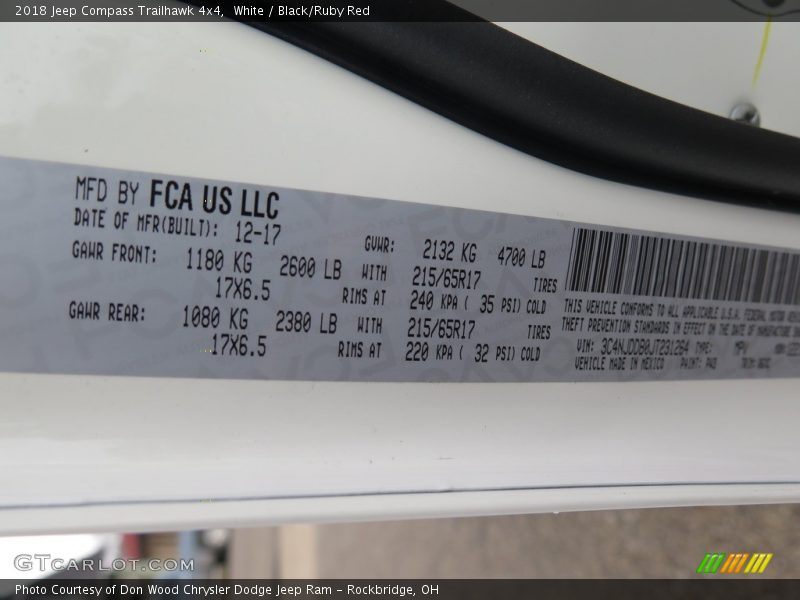 White / Black/Ruby Red 2018 Jeep Compass Trailhawk 4x4