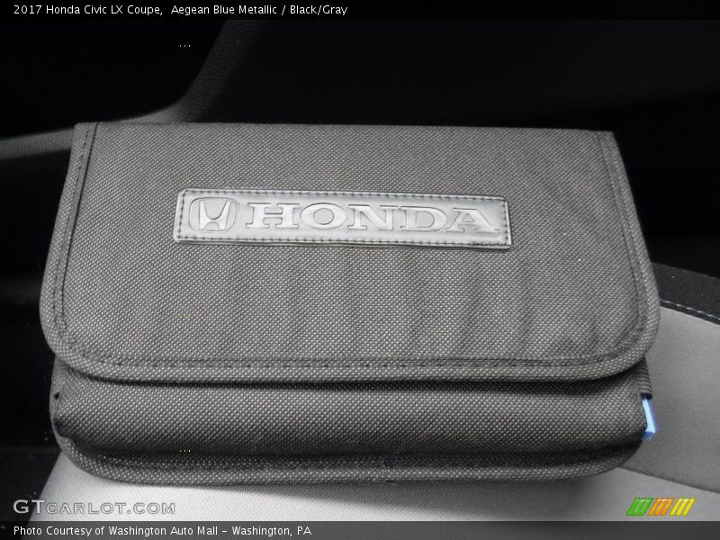 Aegean Blue Metallic / Black/Gray 2017 Honda Civic LX Coupe