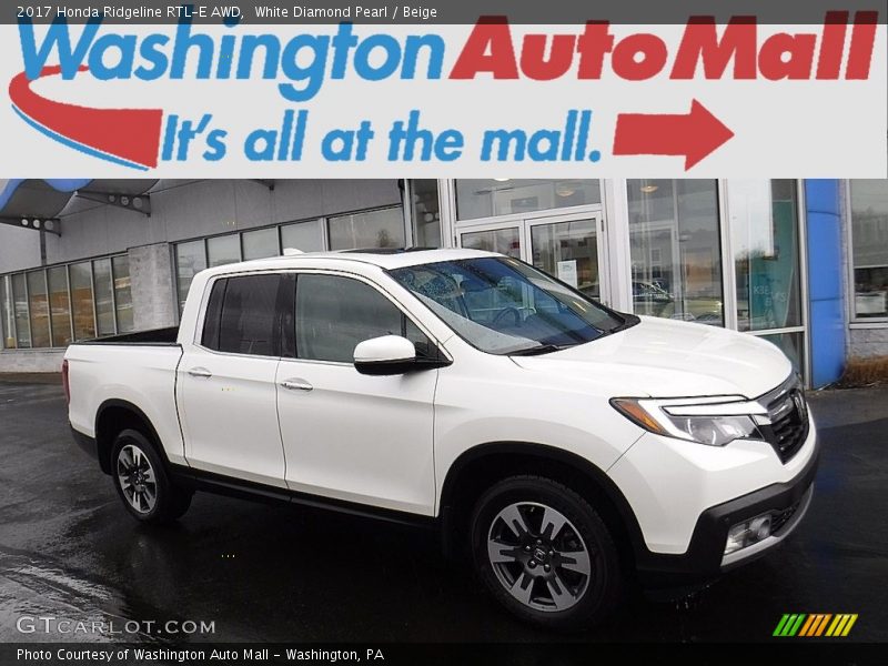 White Diamond Pearl / Beige 2017 Honda Ridgeline RTL-E AWD