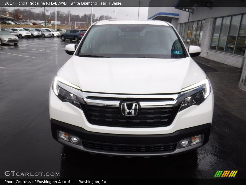 White Diamond Pearl / Beige 2017 Honda Ridgeline RTL-E AWD