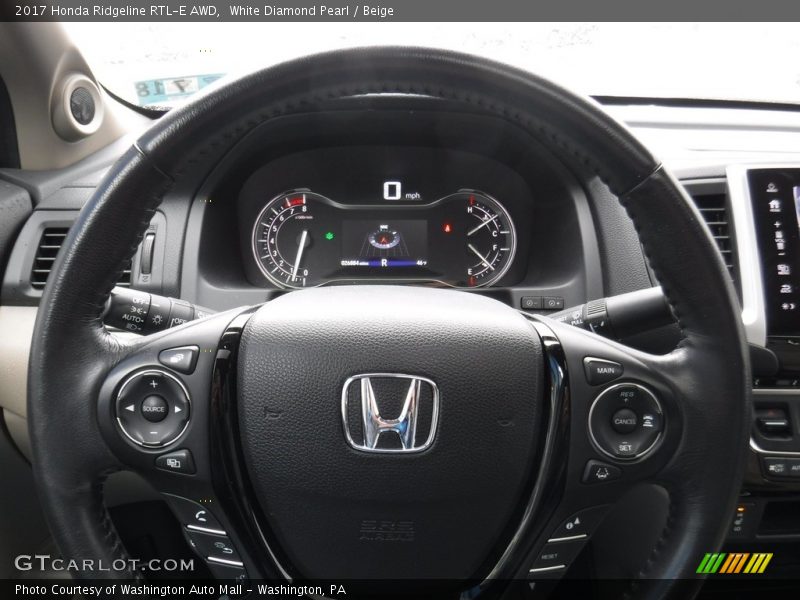 White Diamond Pearl / Beige 2017 Honda Ridgeline RTL-E AWD