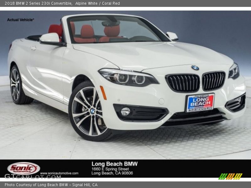 Alpine White / Coral Red 2018 BMW 2 Series 230i Convertible