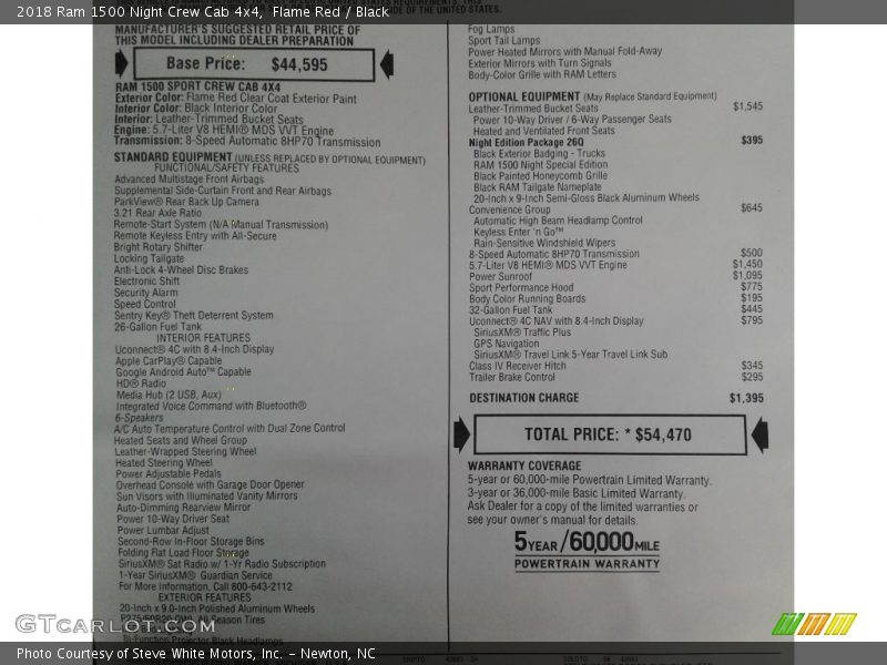 Flame Red / Black 2018 Ram 1500 Night Crew Cab 4x4