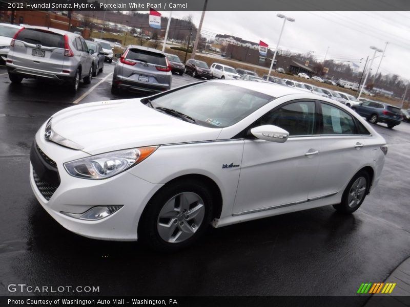 Porcelain White Pearl / Camel 2012 Hyundai Sonata Hybrid