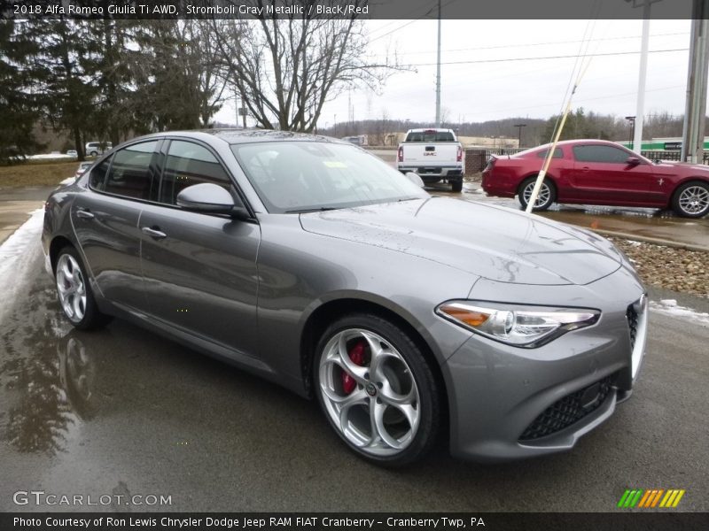 Stromboli Gray Metallic / Black/Red 2018 Alfa Romeo Giulia Ti AWD