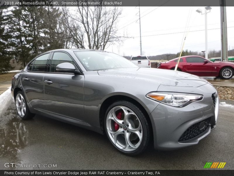 Stromboli Gray Metallic / Black/Red 2018 Alfa Romeo Giulia Ti AWD