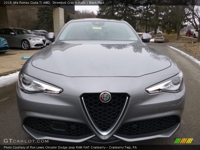 Stromboli Gray Metallic / Black/Red 2018 Alfa Romeo Giulia Ti AWD