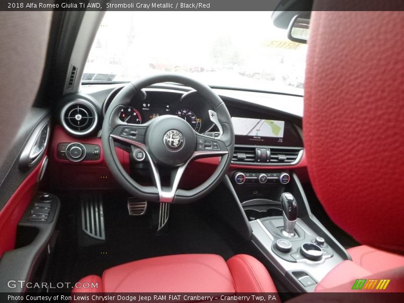 Stromboli Gray Metallic / Black/Red 2018 Alfa Romeo Giulia Ti AWD