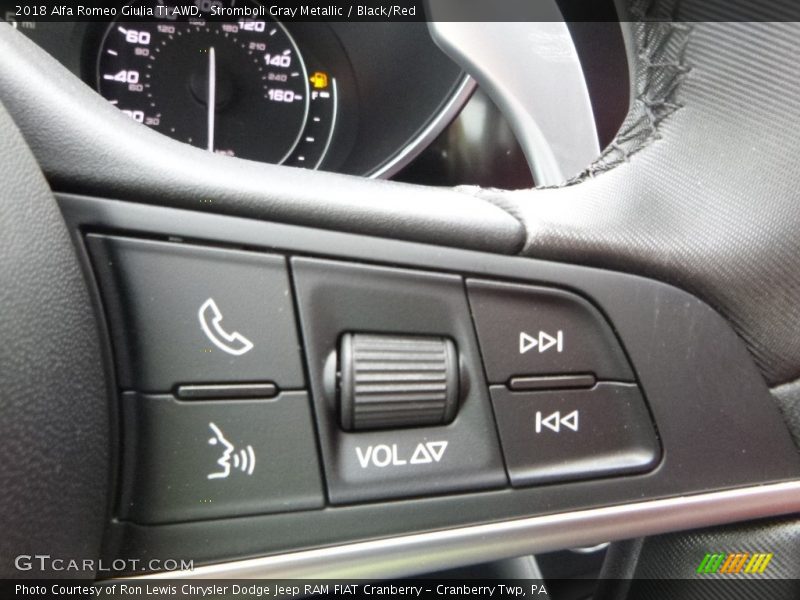 Stromboli Gray Metallic / Black/Red 2018 Alfa Romeo Giulia Ti AWD