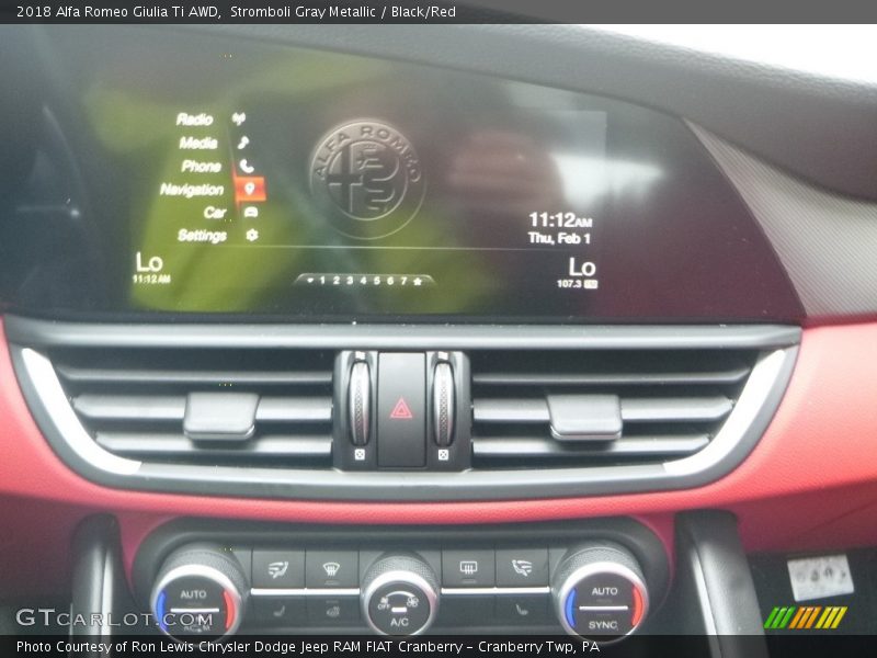 Stromboli Gray Metallic / Black/Red 2018 Alfa Romeo Giulia Ti AWD
