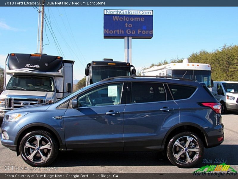 Blue Metallic / Medium Light Stone 2018 Ford Escape SEL