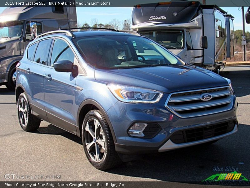 Blue Metallic / Medium Light Stone 2018 Ford Escape SEL