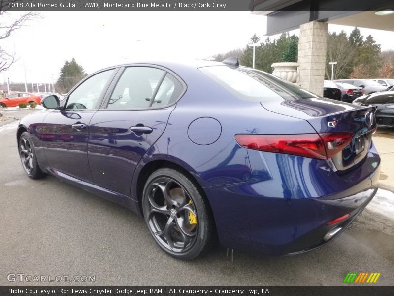 Montecarlo Blue Metallic / Black/Dark Gray 2018 Alfa Romeo Giulia Ti AWD