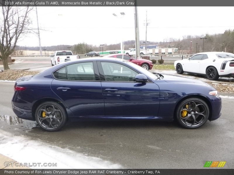 Montecarlo Blue Metallic / Black/Dark Gray 2018 Alfa Romeo Giulia Ti AWD