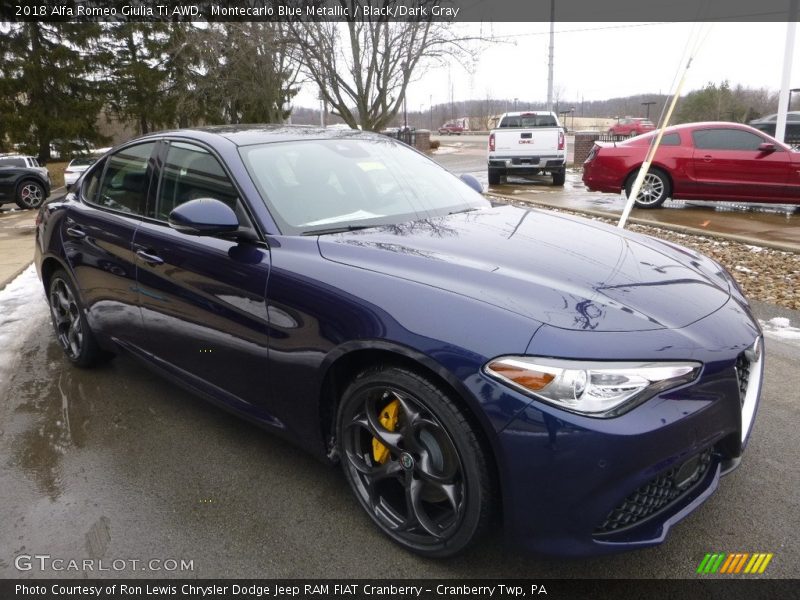 Montecarlo Blue Metallic / Black/Dark Gray 2018 Alfa Romeo Giulia Ti AWD