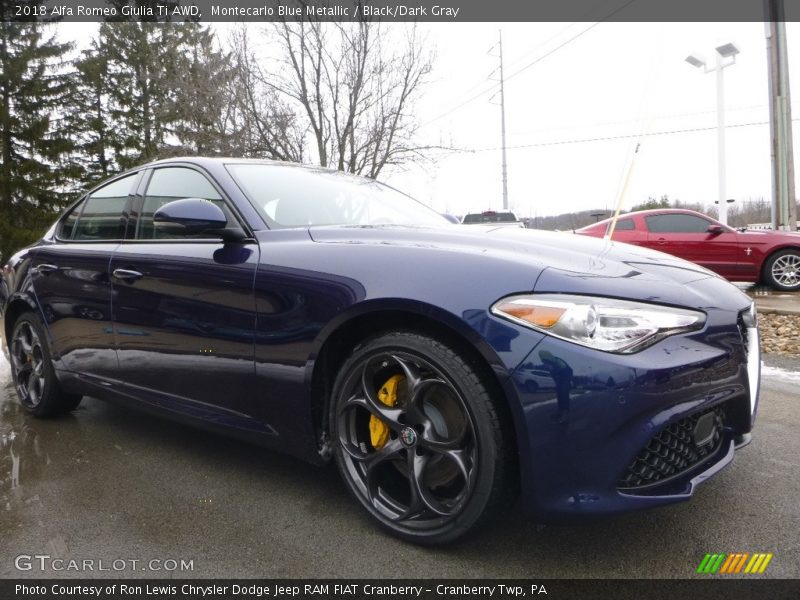 Montecarlo Blue Metallic / Black/Dark Gray 2018 Alfa Romeo Giulia Ti AWD
