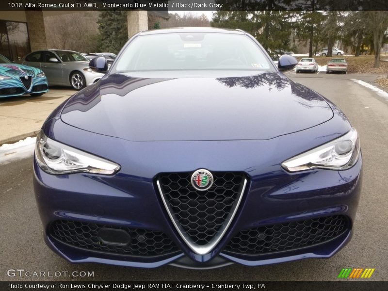 Montecarlo Blue Metallic / Black/Dark Gray 2018 Alfa Romeo Giulia Ti AWD