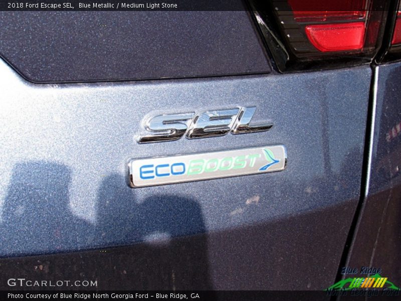 Blue Metallic / Medium Light Stone 2018 Ford Escape SEL
