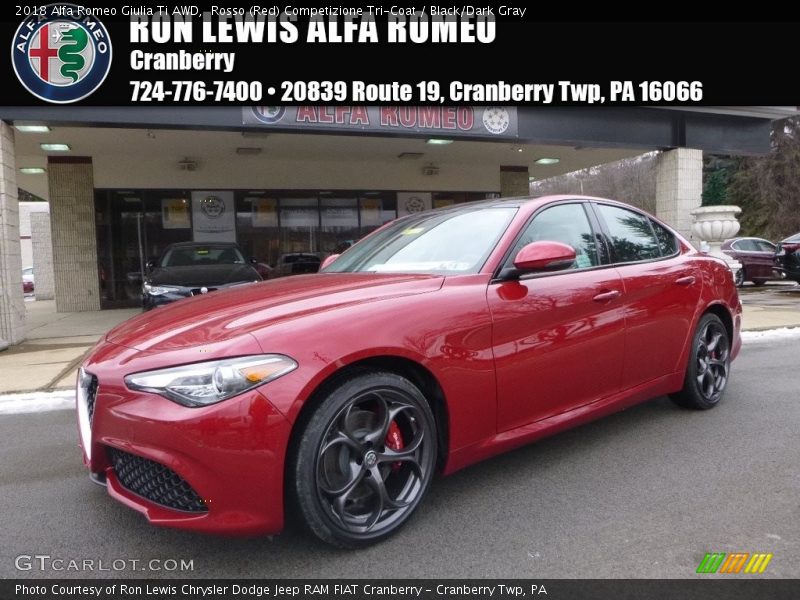 Rosso (Red) Competizione Tri-Coat / Black/Dark Gray 2018 Alfa Romeo Giulia Ti AWD