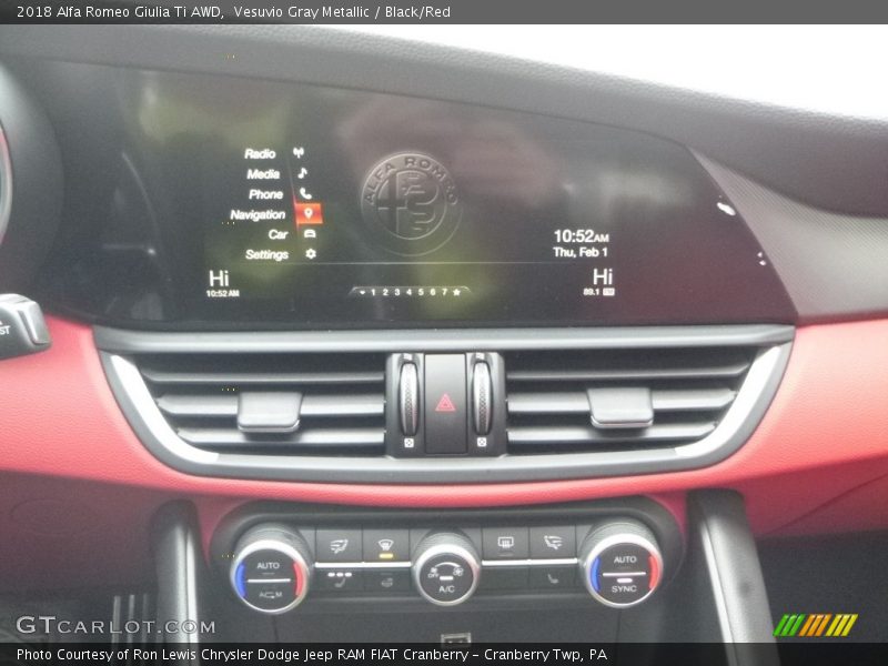 Vesuvio Gray Metallic / Black/Red 2018 Alfa Romeo Giulia Ti AWD