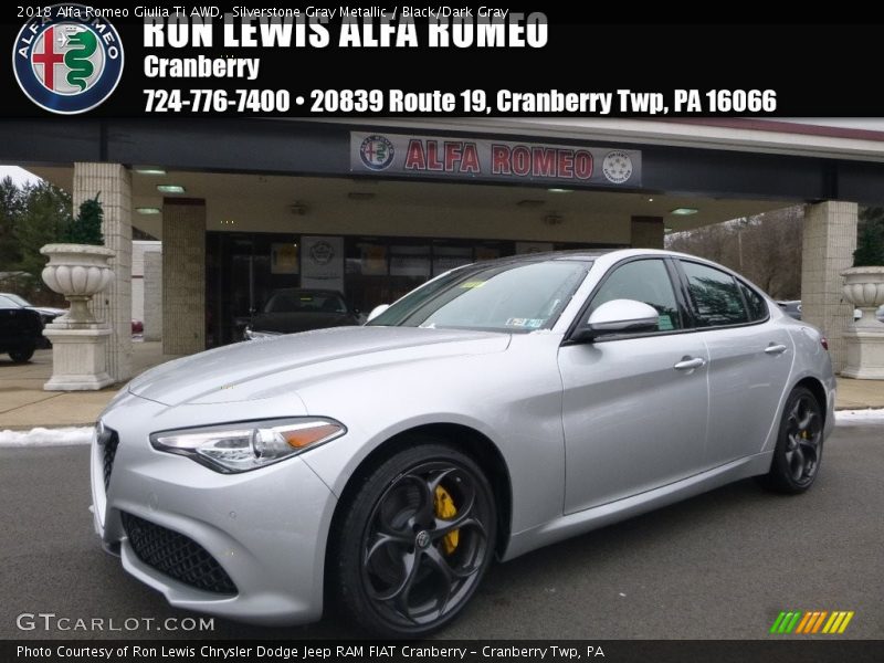 Silverstone Gray Metallic / Black/Dark Gray 2018 Alfa Romeo Giulia Ti AWD