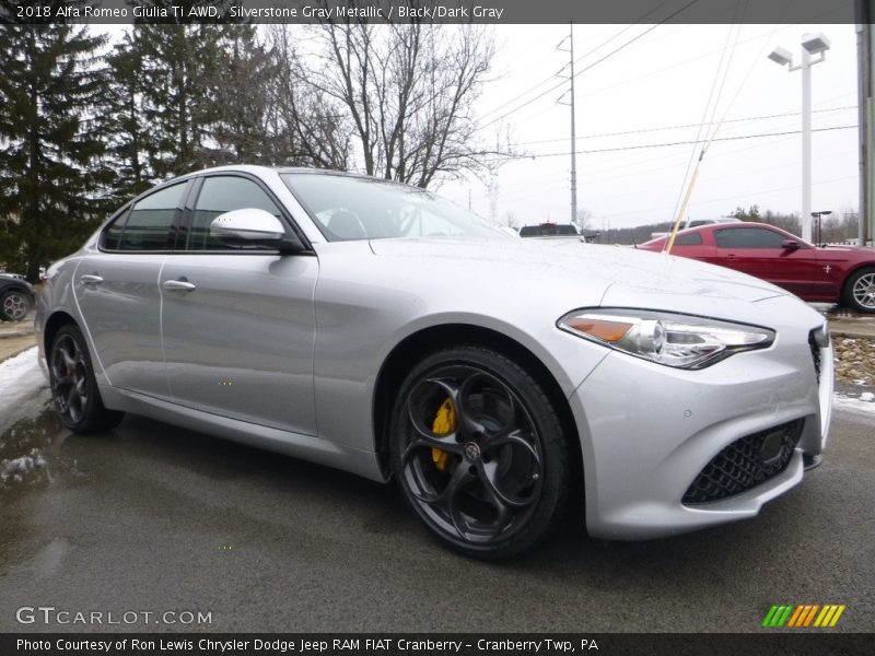 Silverstone Gray Metallic / Black/Dark Gray 2018 Alfa Romeo Giulia Ti AWD