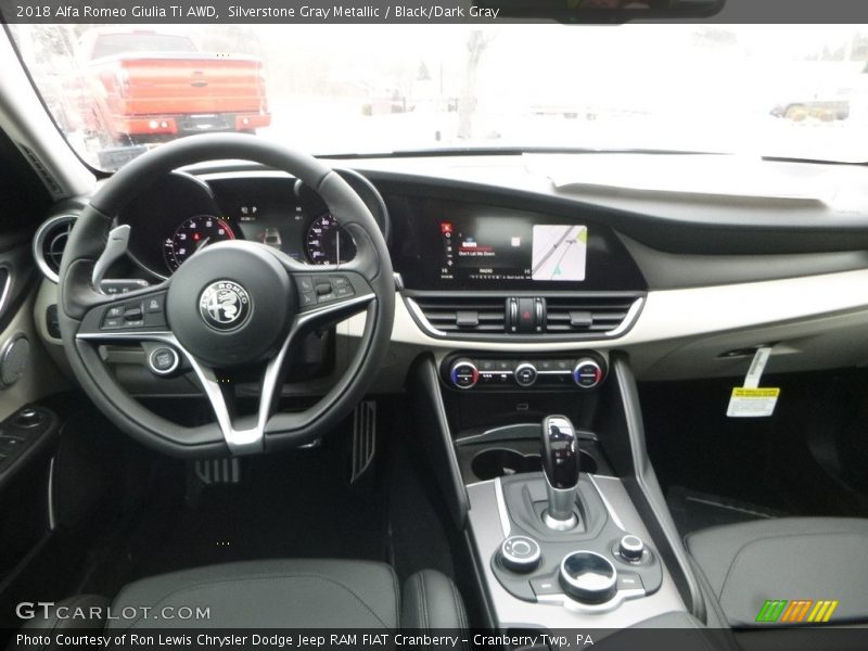 Silverstone Gray Metallic / Black/Dark Gray 2018 Alfa Romeo Giulia Ti AWD