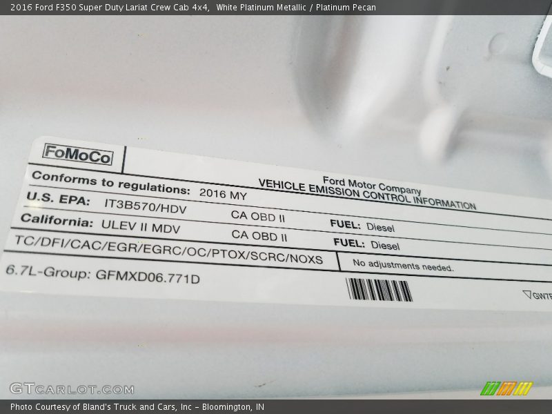 White Platinum Metallic / Platinum Pecan 2016 Ford F350 Super Duty Lariat Crew Cab 4x4