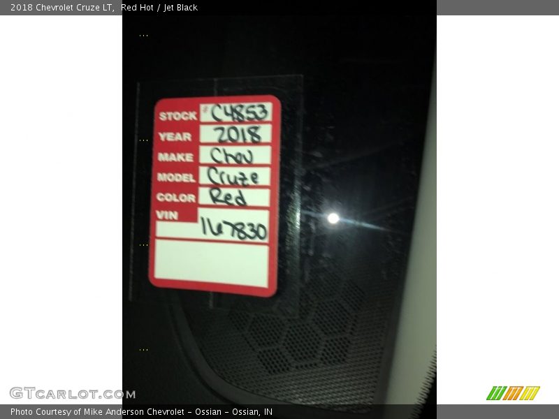 Red Hot / Jet Black 2018 Chevrolet Cruze LT